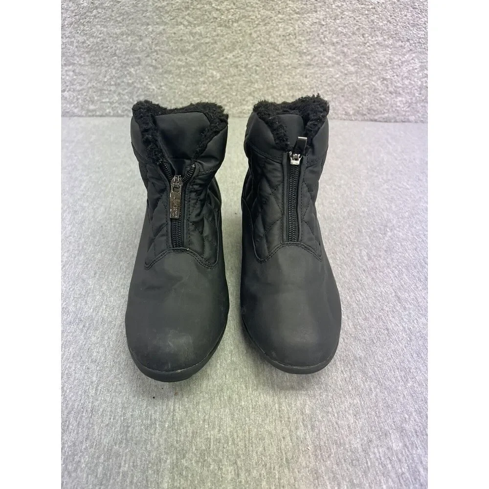 Sporto Womens Fleece Fur Lined Quilted‎ Winter Ankle Boots Sz 10M Black Zelda